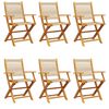 vidaXL Chaises pliantes 6 pi&egrave;ces Beige Bois massif Acacia
