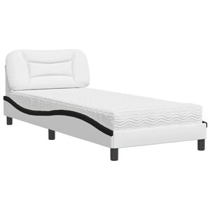 vidaXL Lit avec matelas Hvar blanc et noir 90x190 cm similicuir
