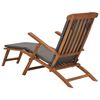 vidaXL Chaise longue avec coussin Gris fonc&eacute; Bois de teck solide