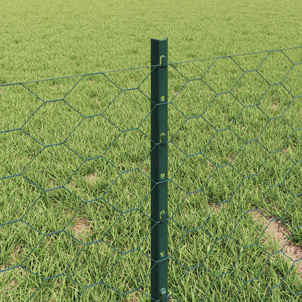vidaXL Cl&ocirc;ture avec poteau Vert 0,4 x 50 m Acier et PVC