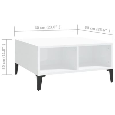 vidaXL Table basse blanc brillant 60x60x30 cm bois d'ingénierie