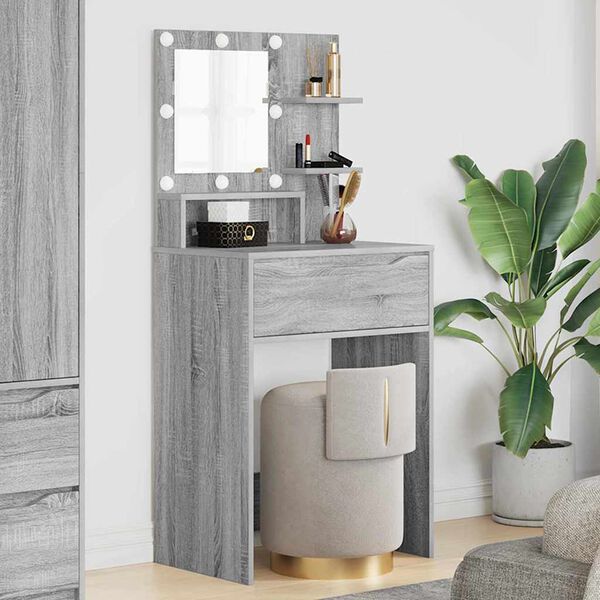 vidaXL Tables de maquillage pour chambre avec tiroir Gris Sonoma