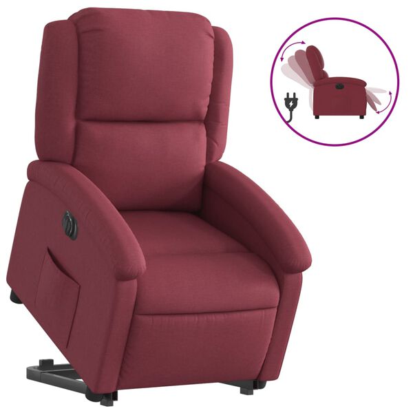 vidaXL Fauteuil inclinable &eacute;lectrique rouge bordeaux tissu