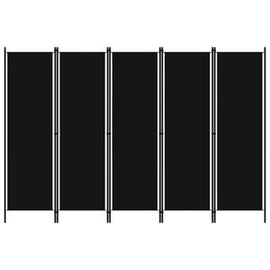 vidaXL Cloison de s&eacute;paration 5 panneaux Noir 250x180 cm