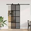 vidaXL Porte coulissante kit quincaillerie noir 76x205 cm verre trempé