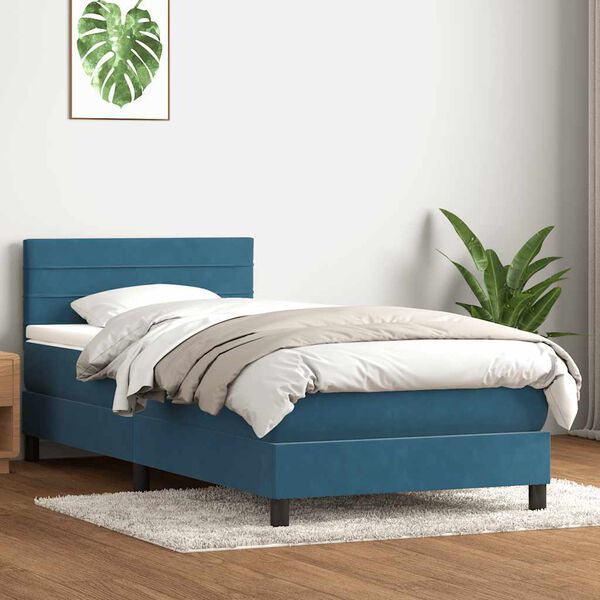 vidaXL Sommier à lattes de lit et matelas bleu foncé 80x220 cm velours