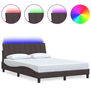 vidaXL Cadre de lit sans matelas Hanko marron fonc&eacute; 140x200 cm tissu