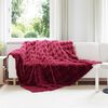 vidaXL Couverture en Fourrure de Lapin Synth&eacute;tique Rouge Bordeaux