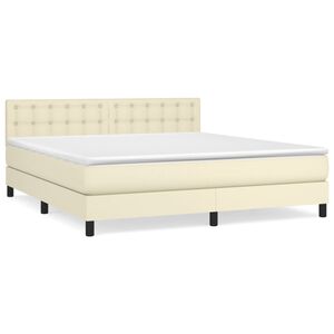 vidaXL Sommier &agrave; lattes de lit avec matelas Cr&egrave;me 160x200cm Similicuir