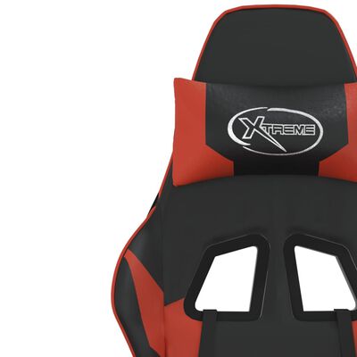 vidaXL Chaise de jeu de massage et repose-pied Noir rouge Similicuir