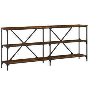 vidaXL Table console ch&ecirc;ne fum&eacute; 180x30x75 cm bois d'ing&eacute;nierie et fer