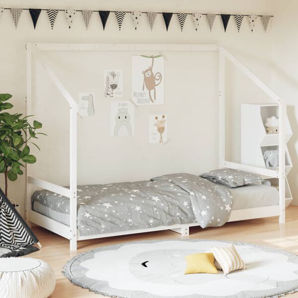 vidaXL Cadre de lit pour enfants blanc 90x200 cm bois de pin massif