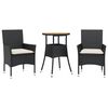 vidaXL Ensemble &agrave; manger de jardin et coussins 3 pcs noir rotin acacia