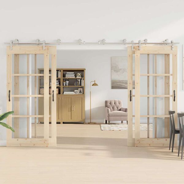 vidaXL Kit fixation porte coulissante 366 cm Acier inoxydable Argenté