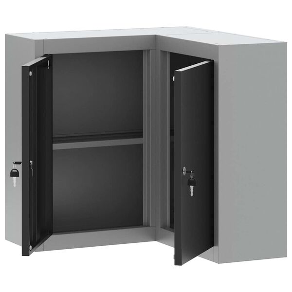 vidaXL Armoire à outils avec étagère Noir et gris 55 x 55 x 55 cm