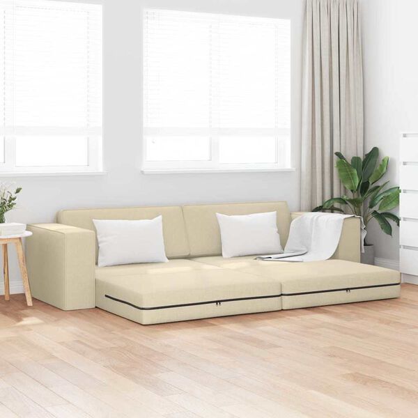 vidaXL Canap&eacute;-Lit 200cm Cr&egrave;me tissu