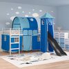 vidaXL Lit mezzanine pour enfants Blanc et Bleu 100 x 200 cm M&eacute;tал