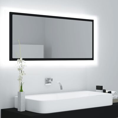 vidaXL Miroir à LED de salle de bain Noir 100x8,5x37 cm Acrylique