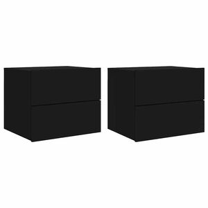 vidaXL Tables de chevet murales avec lumi&egrave;res LED 2 pcs noir