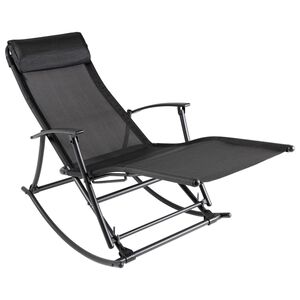 vidaXL Chaise &agrave; bascule de jardin Acier et textil&egrave;ne Noir