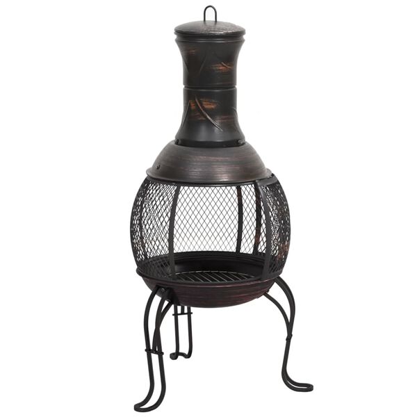 vidaXL Po&ecirc;le de jardin avec tisonnier 39x39x90 cm acier