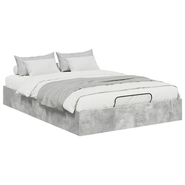 vidaXL Cadre de lit ottoman Gris B&eacute;ton 120 x 200 cm Bois d&rsquo;ing&eacute;nierie