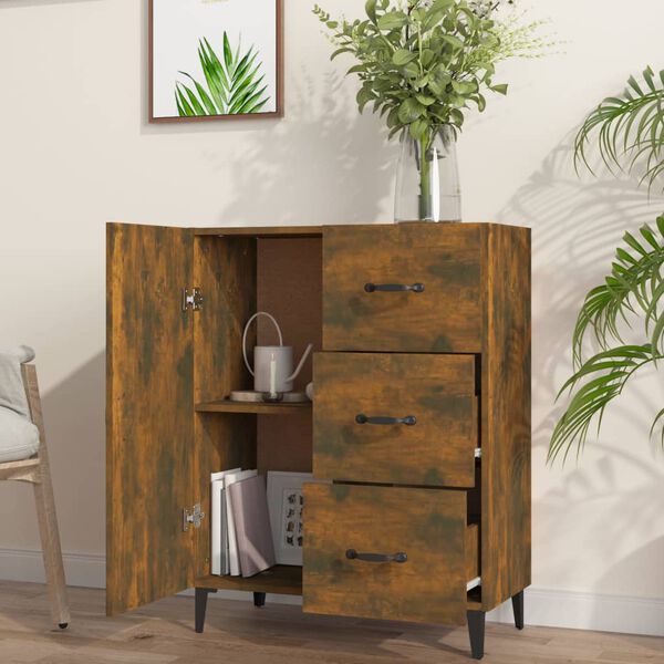 vidaXL Buffet chêne fumé 69,5x34x90 cm bois d'ingénierie