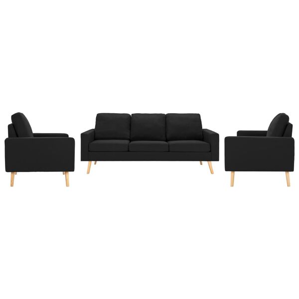 vidaXL Ensemble de canap&eacute;s 3 pcs Tissu Noir