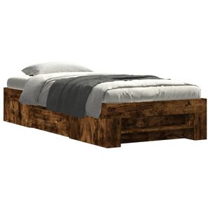 vidaXL Cadre de lit sans matelas ch&ecirc;ne fum&eacute; 100x200 cm bois ing&eacute;nierie