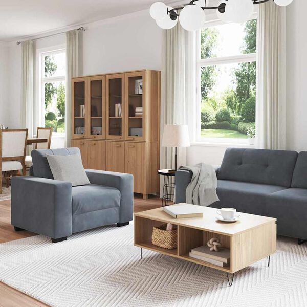 vidaXL Ensemble de Canap&eacute;s 3 pcs Gris fonc&eacute; 221 x 80 x 80 cm Velours
