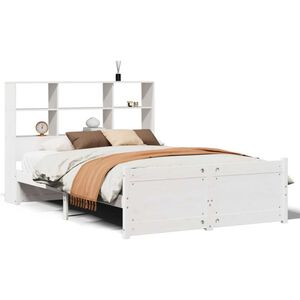 vidaXL Lit biblioth&egrave;que sans matelas blanc 120x200 cm bois pin massif