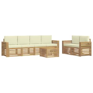 vidaXL Ensemble de canap&eacute;s d'ext&eacute;rieur 7 pc Blanc et cr&egrave;me Polyester