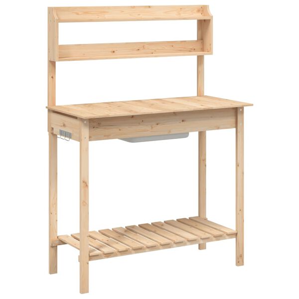vidaXL Table de rempotage et &eacute;vier 147,5x44x139,5 cm bois massif sapin