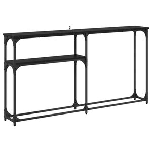 vidaXL TableConsole Ch&ecirc;ne noir 146 x 22.5 x 75 cm Bois d'ing&eacute;nierie