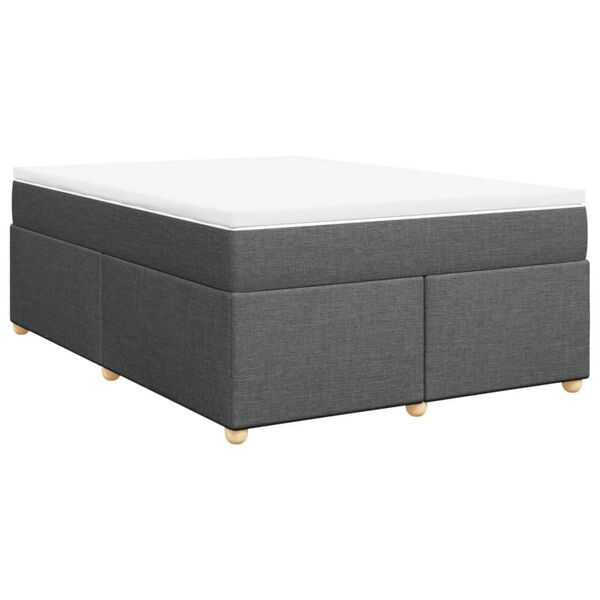 vidaXL Sommier à lattes de lit avec matelas Gris foncé 140x200cm Tissu
