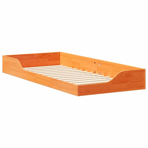 vidaXL Cadre de lit Brun cire 100 x 210 cm Pin massif
