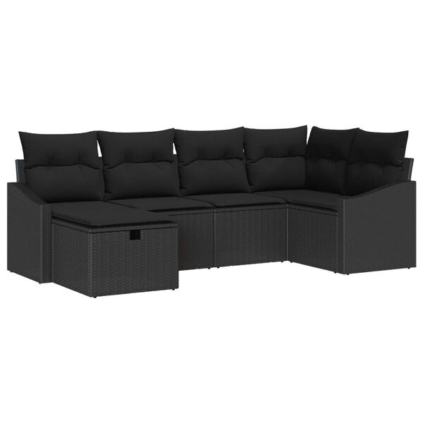 vidaXL Ensemble de Canap&eacute;s avec coussin 6 pcs Noir polyrotin
