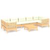 vidaXL Salon de jardin 8 pcs avec coussins cr&egrave;me Bois de pin