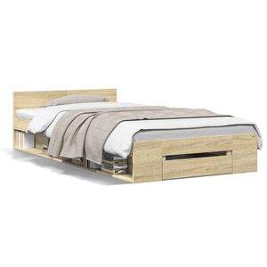 vidaXL Cadre de lit avec tiroir sans matelas ch&ecirc;ne sonoma 90x200 cm