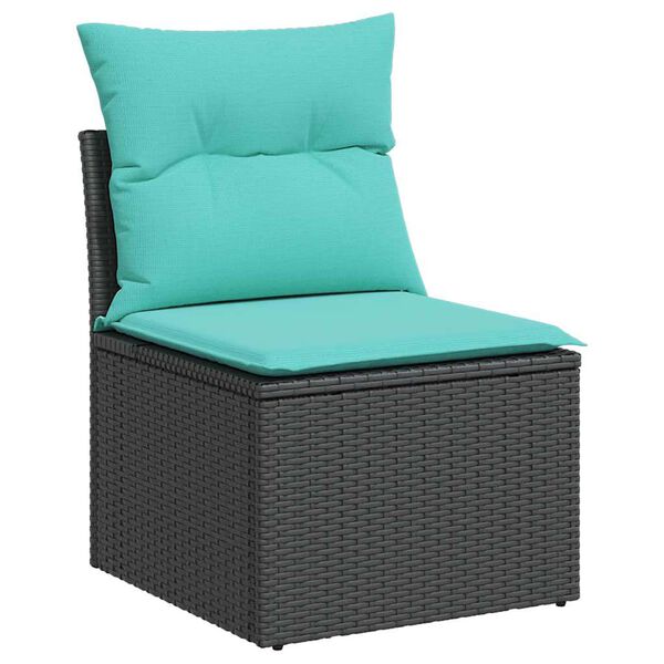 vidaXL Salon de jardin 5 pcs avec coussins noir résine tressée
