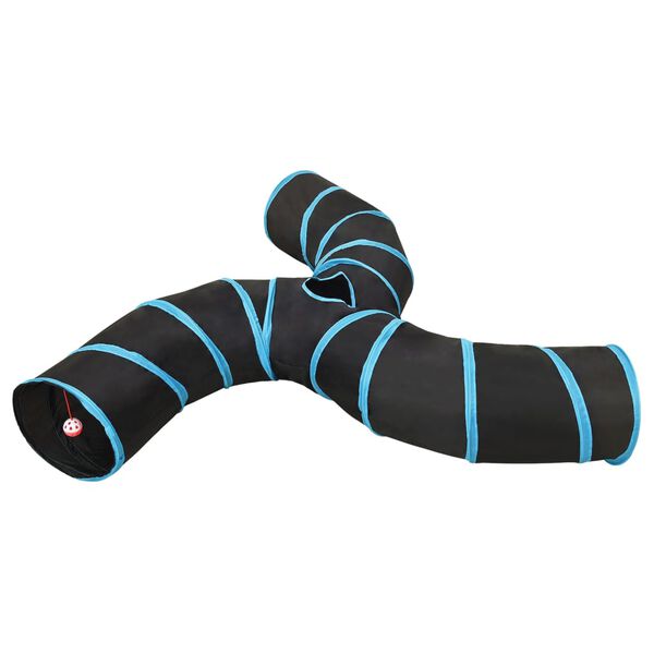 vidaXL Tunnel pour chats à 3 voies Noir et bleu 25 cm Polyester