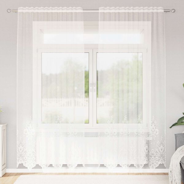 vidaXL Rideau en Dentelle Floral Blanc 200 x 150 cm Polyester
