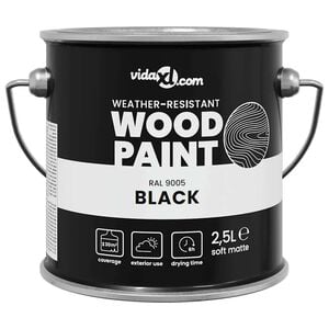 vidaXL Peinture pour bois Noir 2,5 L Impression murale