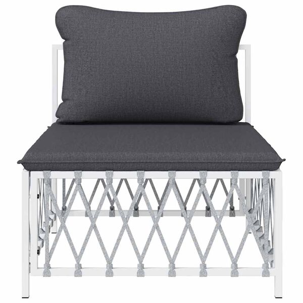 vidaXL Canapé central de jardin avec coussins blanc tissu tissé