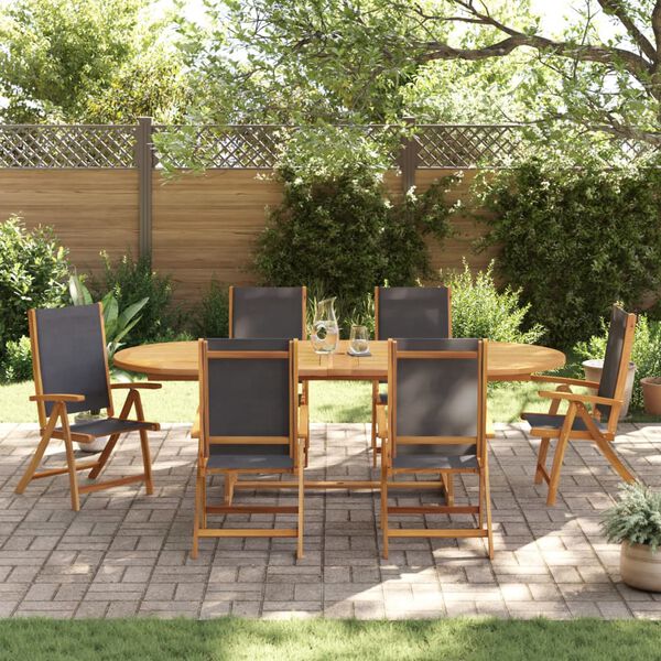 vidaXL Ensemble à manger de jardin 9pcs bois d'acacia solide textilène