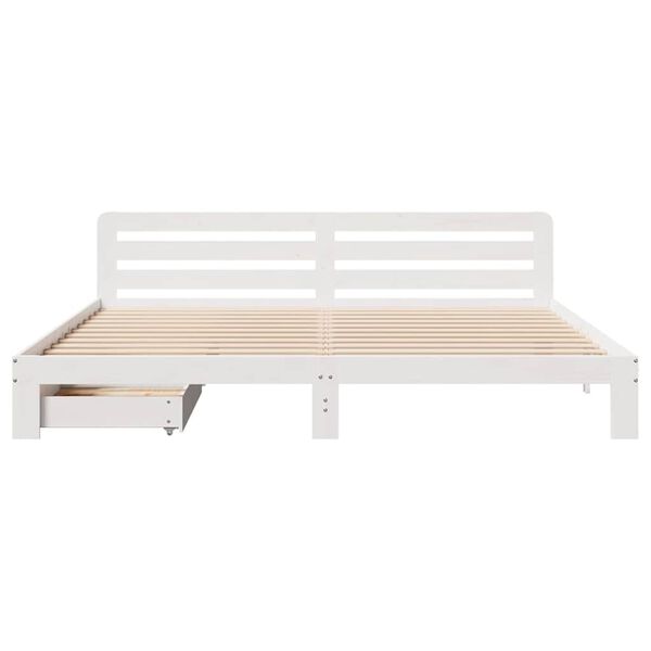 vidaXL Cadre de lit sans matelas blanc 200x200 cm bois massif de pin
