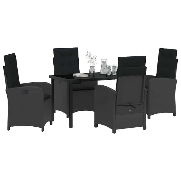 vidaXL Ensemble de salle &agrave; manger pour jardin 5 pcs Noir polyrotin