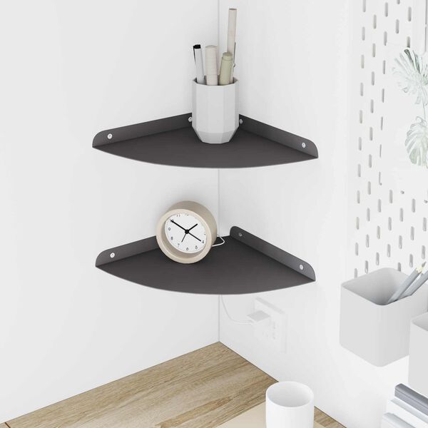 vidaXL &Eacute;tag&egrave;re Flottante d'Angle 2 pcs Noir 24 x 24 x 2 cm