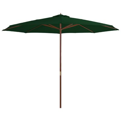 vidaXL Parasol d'extérieur avec mât en bois 350 cm Vert