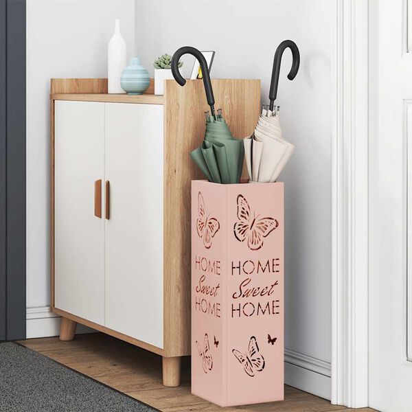 vidaXL Porte-parapluie Rose 15,5 x 15,5 x 49 cm Métal